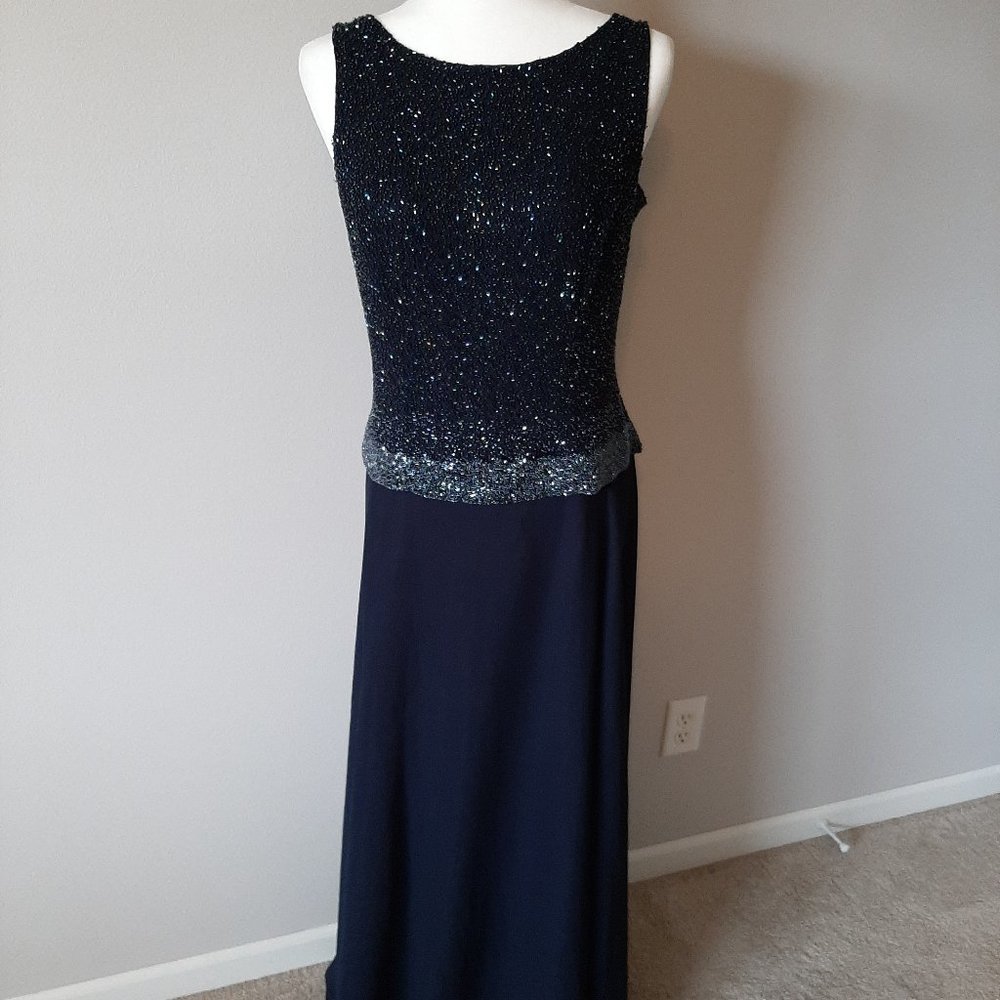 Formal Navy evening Gown with beaded top